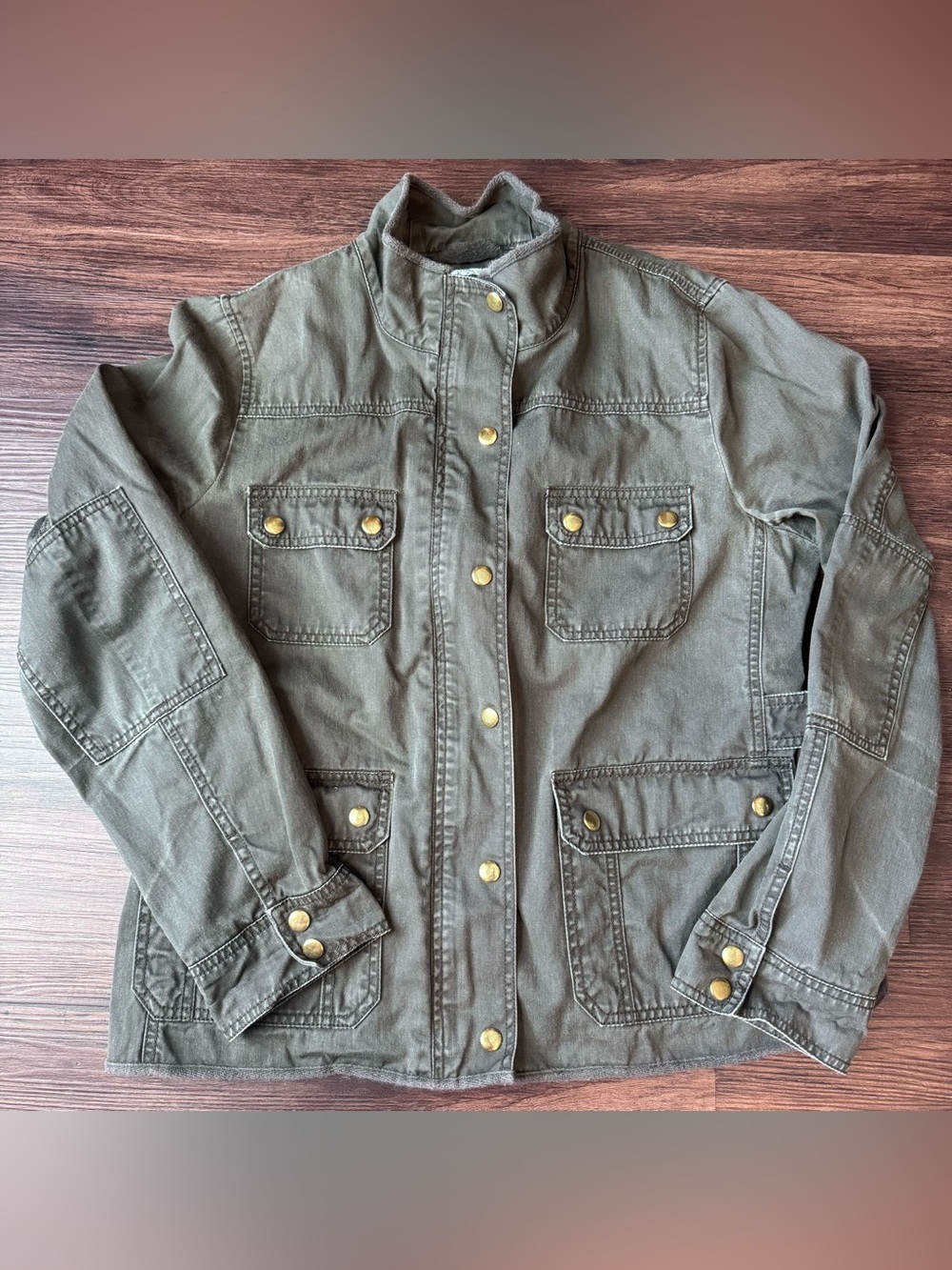 J Crew Green Relaxed Boyfriend Field Jacket Adjustable Waist Women's Large